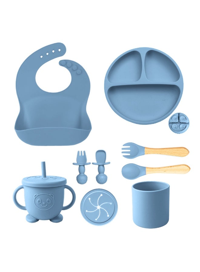 أل أيه بريشوس مجموعة سيليكون لإطعام الأطفال | مستلزمات الفطام الذاتي للأطفال تتضمن أوعية شفط وأطباق مقسمة، ومريلة قابلة للتعديل، وأدوات طعام للأطفال (ملاعق وشوك)، وكوب | أساسيات تغذية الأطفال - Image 1